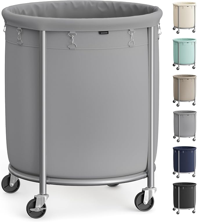 SONGMICS Laundry Basket with Wheels, Steel Frame, Removable Bag by Unknown