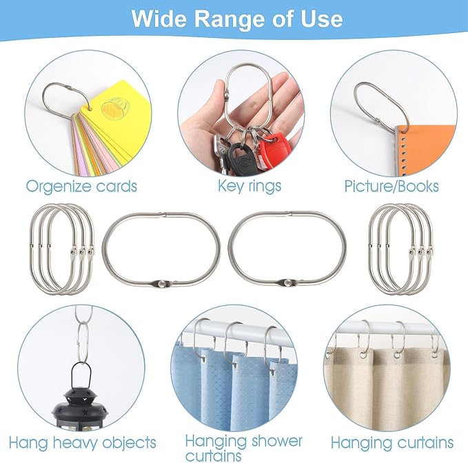 Shower Curtain Rings, Oval Snap Shower Rings - Image 6