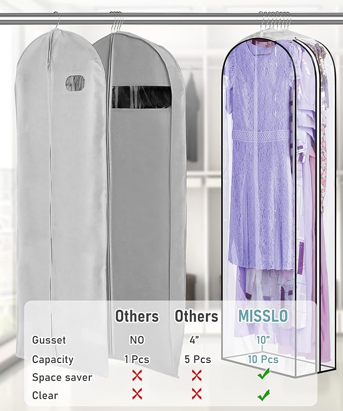 MISSLO 10" Gusseted All Clear Garment Bags - Image 3