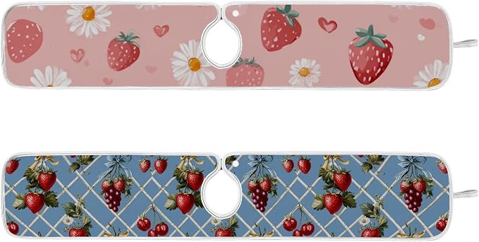 Vintage Grid Strawberry Hearts Sink Mat - Image 3