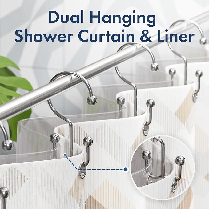 Bathway Shower Curtain Hooks Chrome Shower Curtain Rings, Metal Shower Hooks - Image 5