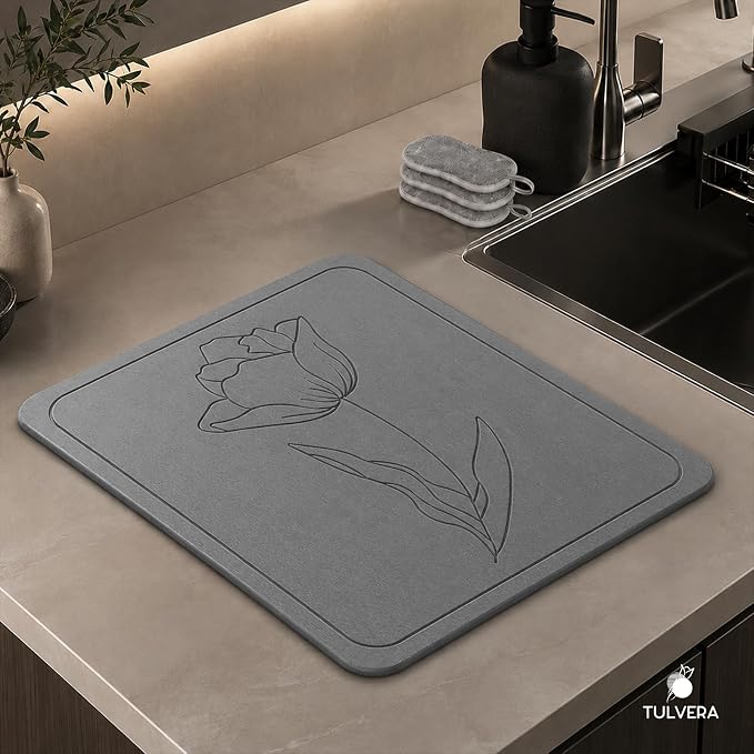 Stone Dish Drying Mat for Kitchen Counter – Diatomaceous Earth Drying Mat | - Image 7