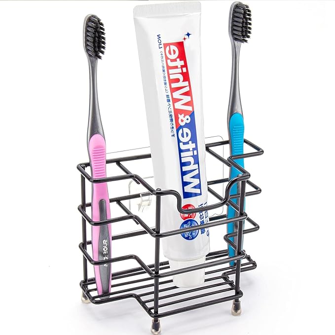 Toothbrush Holders for Bathroom, 3-Slot Black | Wall-mounted Hygienic Bathroom by Wbbog