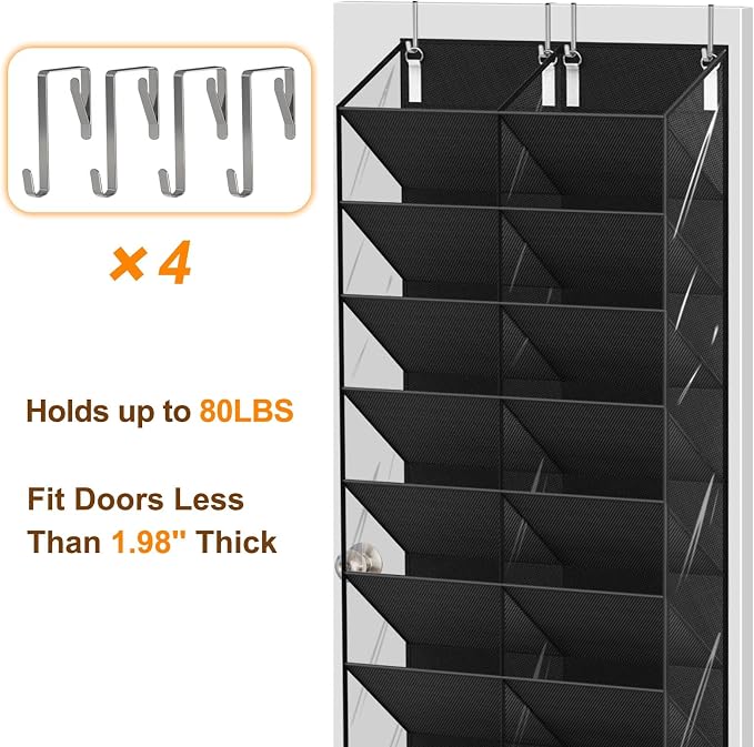 20-30 Pairs Over the Door Shoe Organizer, 10-Tier Door Shoes Rack, Handing - Image 8