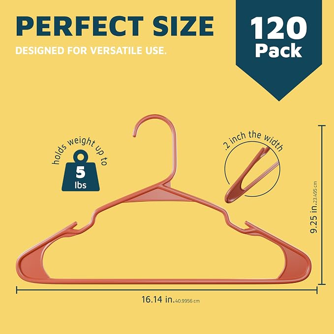 Lifemaster Plastic Clothes Hangers – Heavy Duty Hanger Set, - Image 2