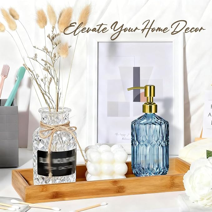 COHOSEGE 17 Oz Blue Glass Kitchen Soap Dispenser - Image 7