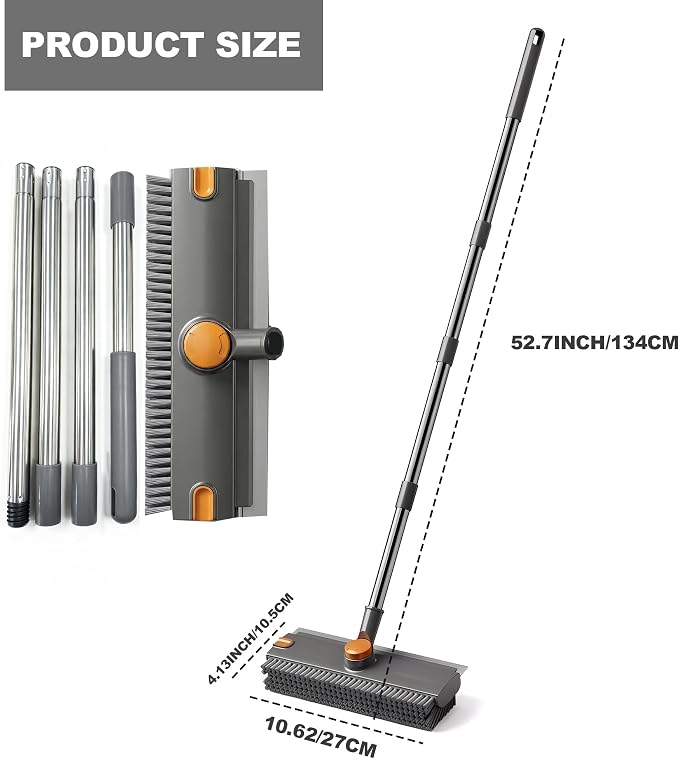 Floor Scrub Brush with Long Handle 3 in 1 Heavy Duty Stiff Bristle Scrubber - Image 8