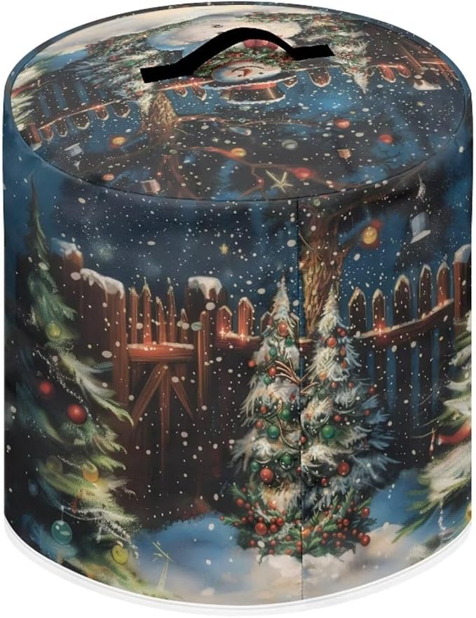 Christmas Cute Snowman Print 3 Quart Pressure Cooker Cover Dust-proof Kitchen Appliance Protector Air Fryer Dust Cover with Top Handle and Pocket