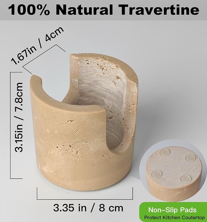Natural Travertine Stone Sponge Holder, Compact Upright Sink Organizer - Image 4