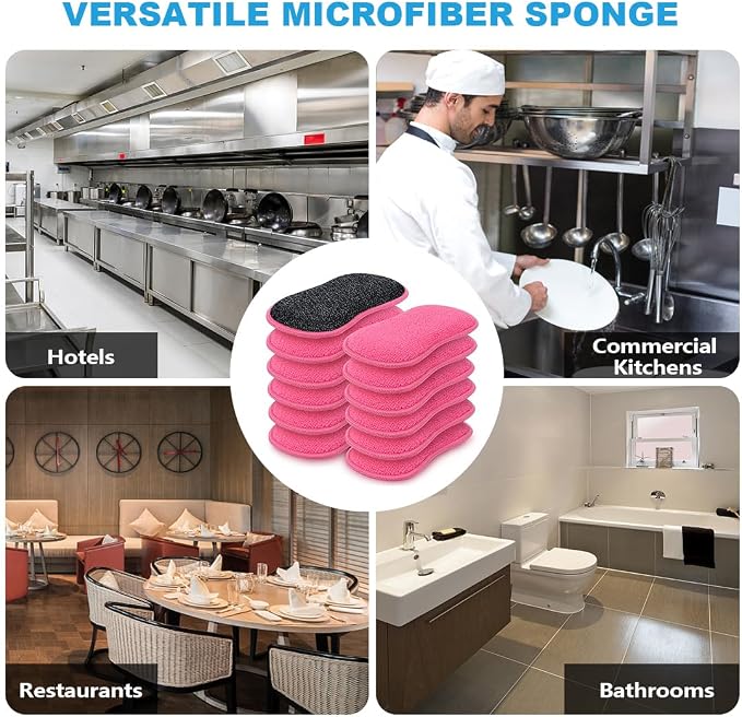 HOMEXCEL Dish Sponge 12 PK, Microfiber Kitchen Sponges - Image 7