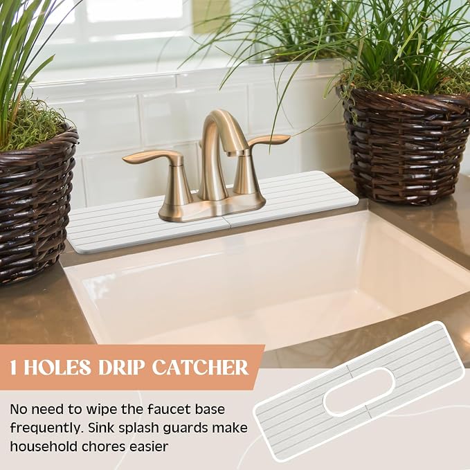 Teenyyou an Oval Hole White Faucet Mat Kitchen Sink 17.32" x 4.6" | Bathroom - Image 6