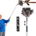 Luxury Black Curved Feather Duster, Extendable Ostrich Feather Cleaning Tool by Unknown