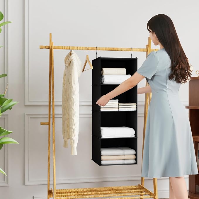 Hanging Closet Organizer 4-Shelf, Oxford Fabric Wardrobe Storage, shoes & - Image 2