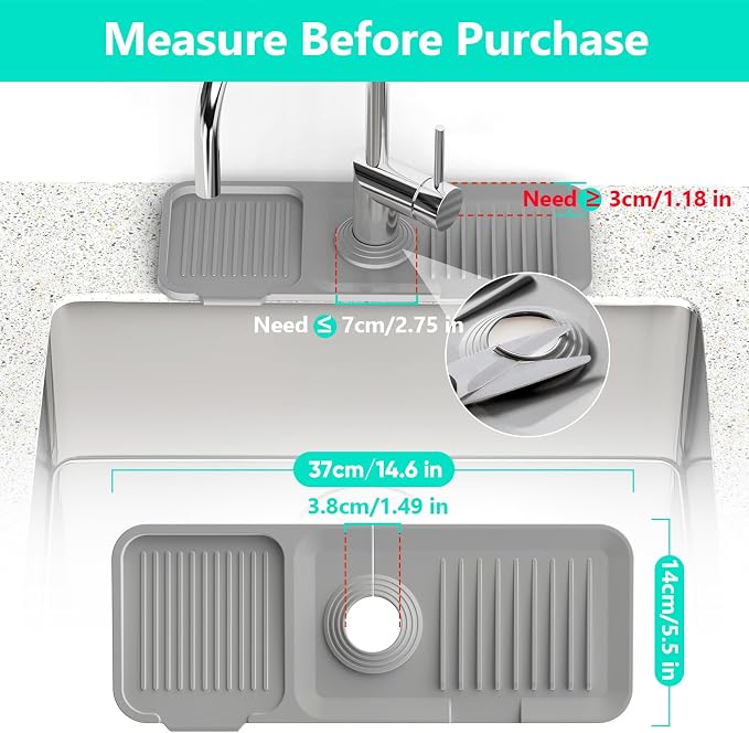 14.6'' Faucet Mat for Kitchen Sink Kitchen Sink Splash Guard Silicone Kitchen - Image 3