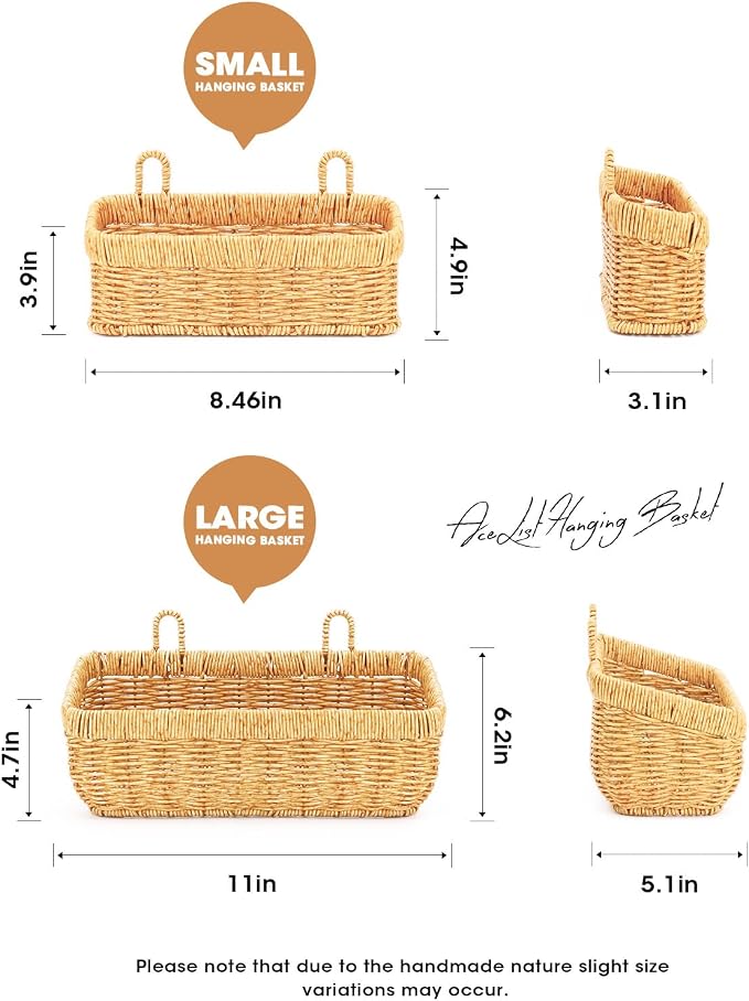AceList Wall Hanging Basket, Boho Style Hand-Woven Hanging Storage Baskets - Image 2