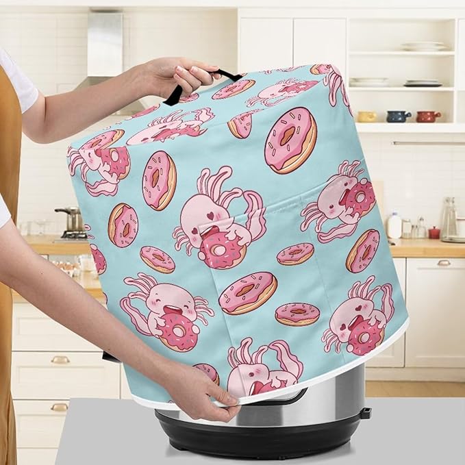 Axolotl Kitchen Appliance Covers, Dust Cover for 3 qt Air Fryer & Pressure Cooker Kitchen Appliance Accessories with Storage Pockets, Machine Washable