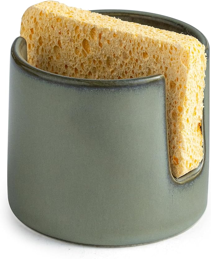 Zoeeker Sponge Holder, Ceramic Dish Sponge Drying Caddy by LAUCHUH