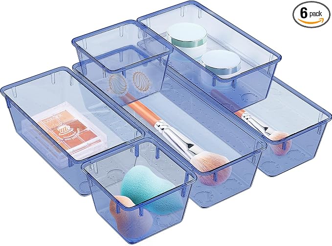 6 Pack Clear Drawer Organizer Set, Drawer Storage Trays, Storage Bins | Acrylic by WOWBOX