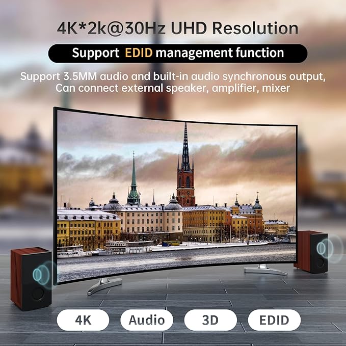 MT-VIKI 4K HDMI Matrix Switch 8X8 w/Web GUI & 3.5mm Stereo Audio Extraction w/IR Remote, 4K@30Hz, Rack Mount Switcher & Splitter, EDID, RS232, LAN Port, APP, Fit 1U 19'' Rack