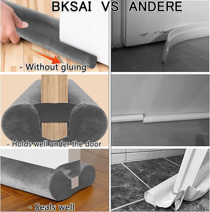 BKSAI Door Draft Stopper for Doors 29-35" No Adhesive Draft Stopper for Bottom - Image 4