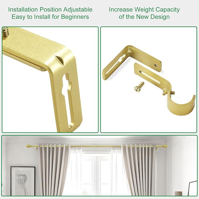 LLPJS Curtain Rod Bracket Adjustable, Drapery Rod Holder Hooks Support Hangers - Image 7