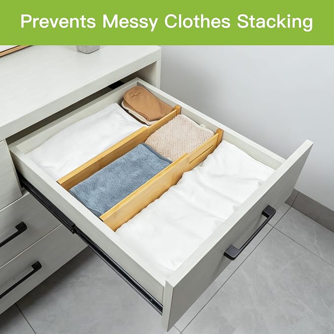 Utoplike Bamboo Dresser Drawer Dividers, Expandable Organizer - Image 7
