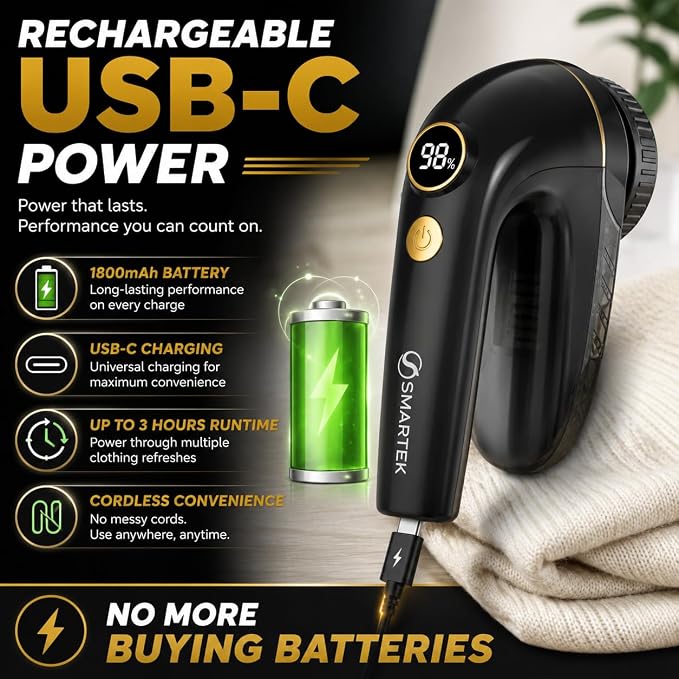 Smartek Fabric Shaver Fuzz Remover, Electric Lint Remover - Image 4