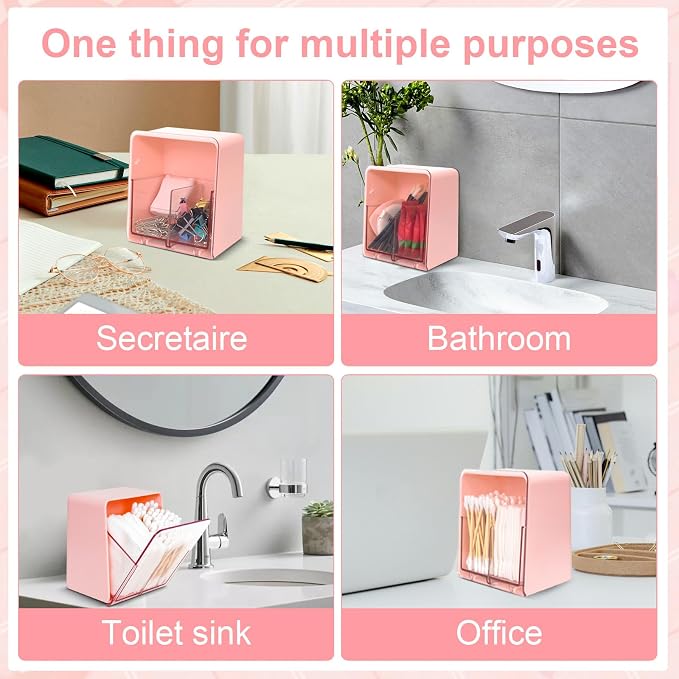 Q tip Holder with 2 Compartments, Plastic Cotton Swab Holder Clear Qtip - Image 5