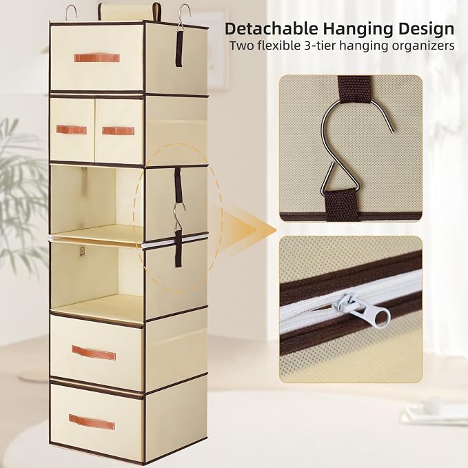 Hanging Closet Organizer 6-Shelf, Upgrade Closet Organizers and Storage - Image 7