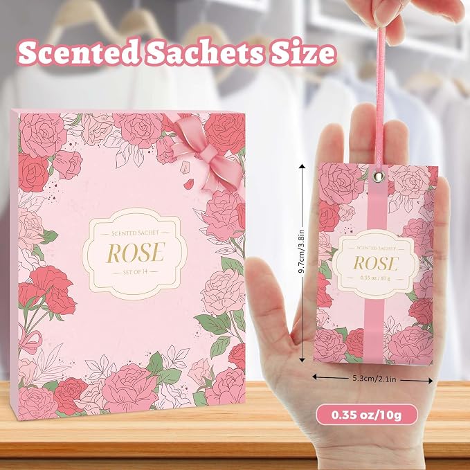 STRN Scented Sachets for Drawer and Closet, Rose Scent 14 Pack for Home - Image 4