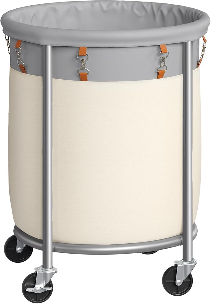 SONGMICS Laundry Basket with Wheels, 29 Gal., Steel Frame, Removable Bag by Unknown