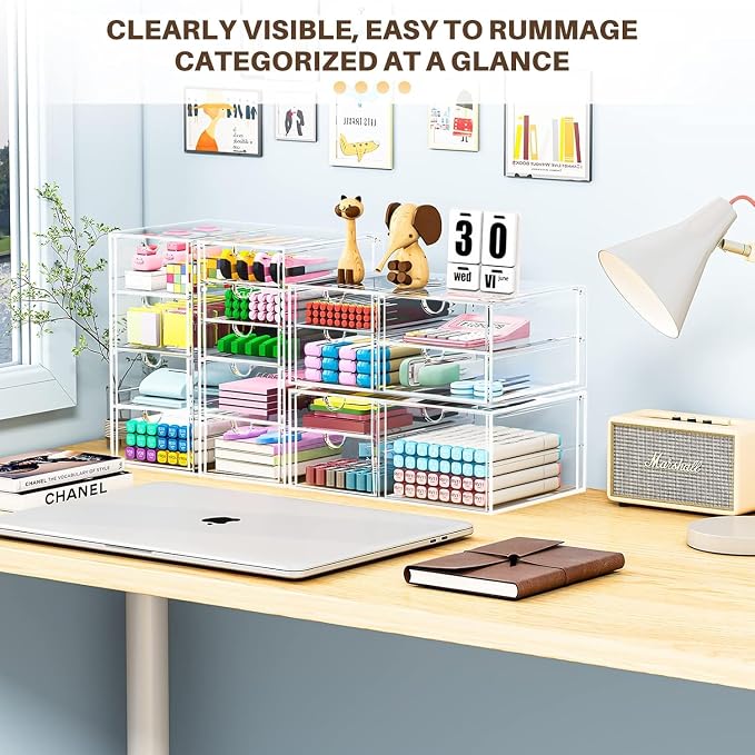 4-Pack Acrylic 16-Drawer Storage & Makeup Organizer - Image 4