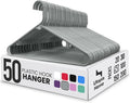 Utopia Home Plastic Hangers 50 Pack – Built-in Strap Hooks Grey | Space saving by UTOPIAHOME