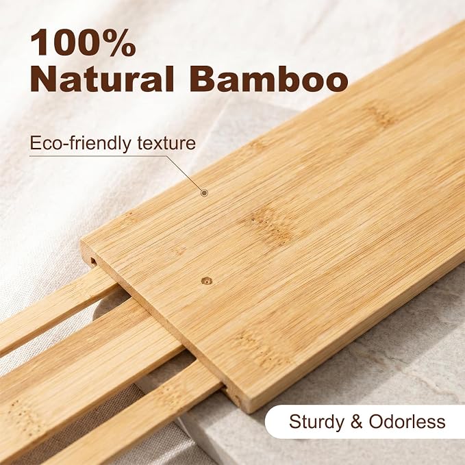 Joyeee Kitchen Drawer Dividers 6 Pack, 16.9-22.1" Adjustable Bamboo Drawer - Image 2