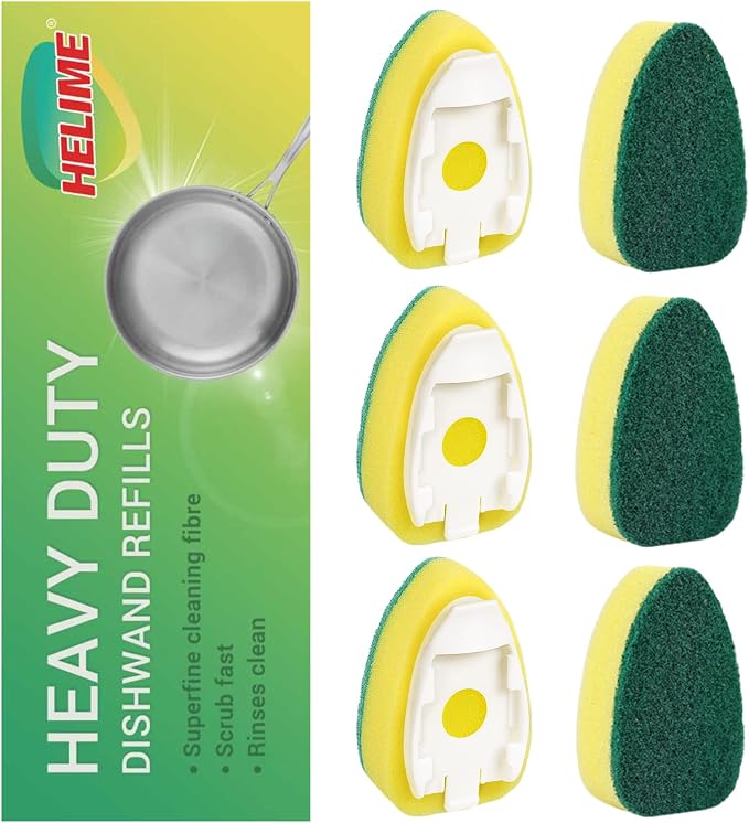 Dishwand Refills Sponges Heads, Non-Scratch Dish Wand Refill Replacement | Fits by HELIME