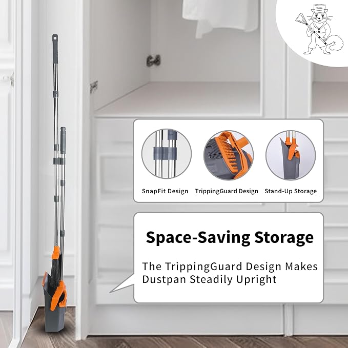 Broom and Dustpan Set for Home, ZeroGap Lip, Upright Storage Broom Combo for - Image 7