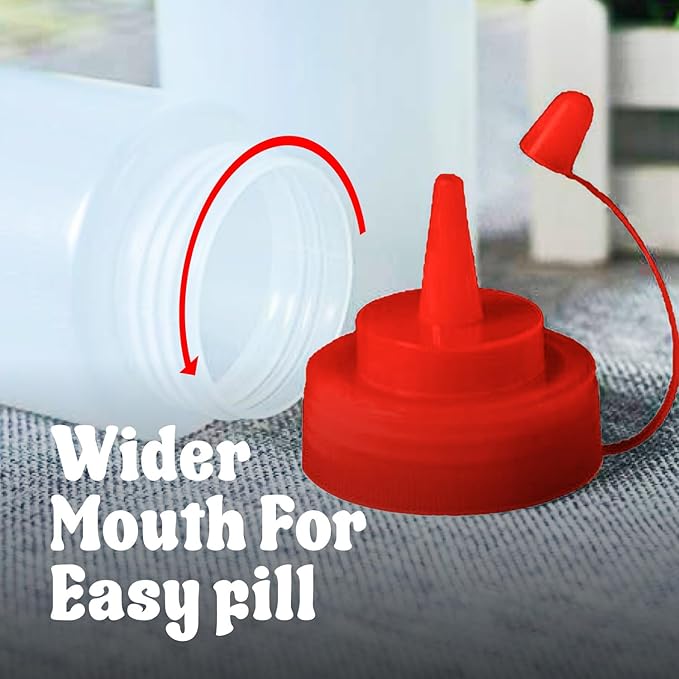 Norcalway 12 oz Condiment Squeeze Bottles for Sauces - Leak Proof Oil, Syrup, Dressing Squirt Bottles - 3 Pack