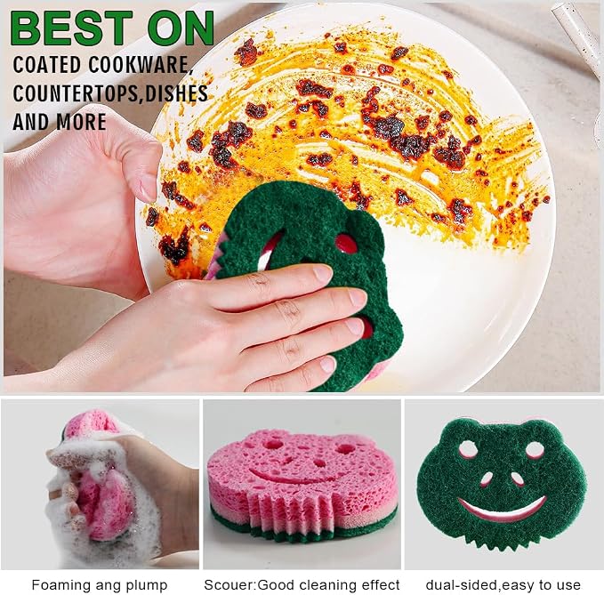 12 Pack Scrub Sponge, Bulk Sponges, Dual-Sided Multi-Functional Premium - Image 3