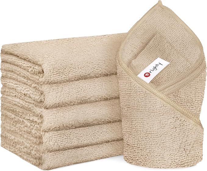 Orighty 6-Pack Brown Hand Towels, 16x28 inch Microfiber Gym Towels | Quick by AllRightinOrighty
