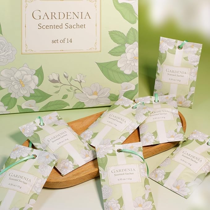 SCENTORINI Scented Sachets for Drawer and Closet, Gardenia Scent 14 Pack - Image 6