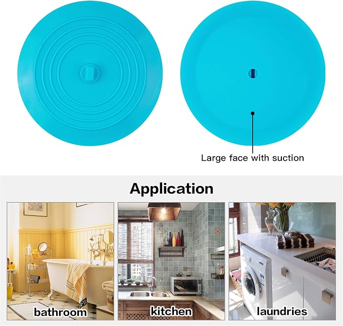 tifanso 2PCS 6" Silicone Bathtub Drain Stopper & Hair Catcher - Image 2