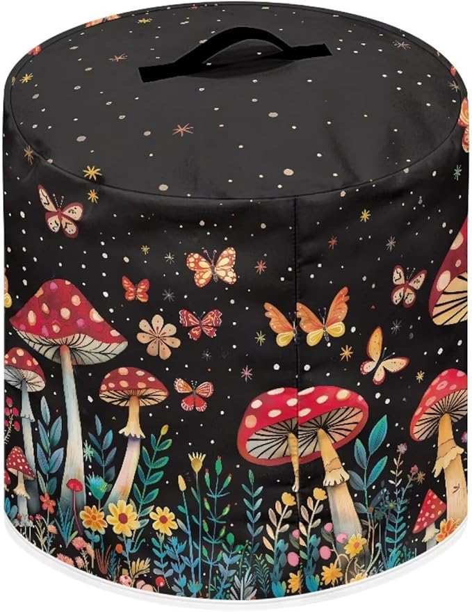 Small Appliance Covers for Air Fryer & Pressure Cooker, Appliance Dust Covers with Pockets Fits Pressure Cooker (8 Quart) and Extra Accessories - Butterfly Mushroom