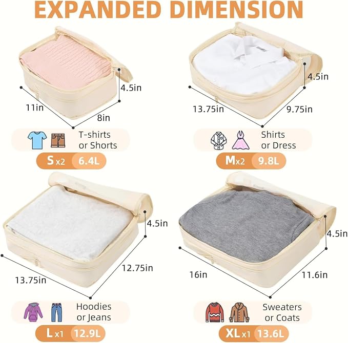 BAGAIL 4 Set/6 Set/8 Set Compression Packing Cubes Travel Accessories - Image 2