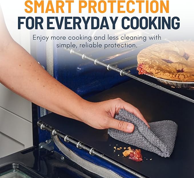 Oven Liners for Bottom of Oven - 2 Pack Large Heavy Duty Mats, 17”x25” Non-Stick Reusable Liner for Electric, Gas, Toaster Ovens, Grills - BPA & PFOA Free Kitchen Accessory to Keep Oven Clean (Black)