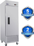 27" W Commercial Reach-In Upright Refrigerator - Single Door Stainless Steel Fridge, 23 Cu.ft Capacity, 3 Adjustable Shelves, Auto Defrost, Digital thermostat control, LED Lighting