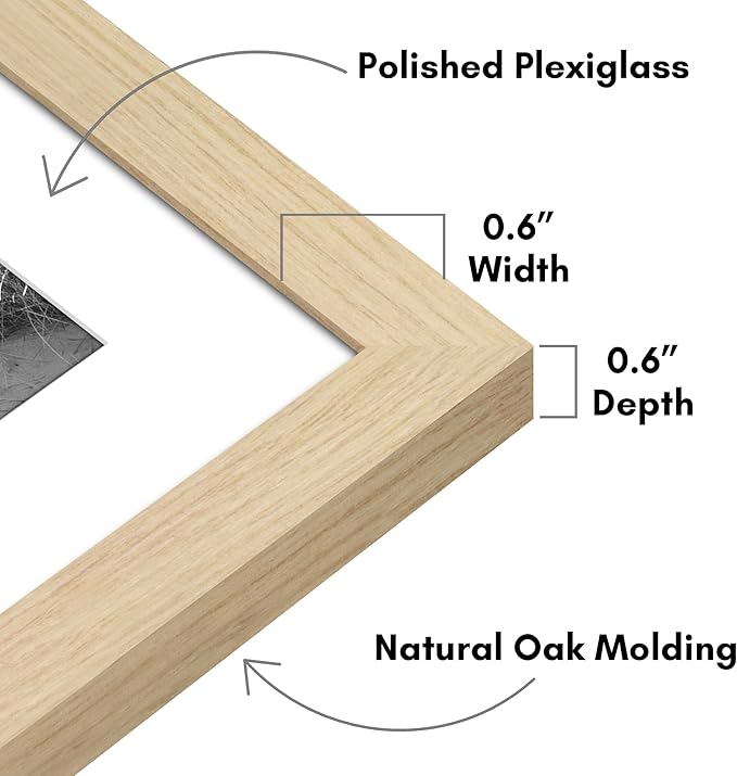 Americanflat 8x10 Picture Frame with Plexiglass - Set of 5 - Use as 5x7 Frame with Mat or Display 8x10 Photo Without Mat - Galleria Collection - Picture Frames for Tabletop or Wall - Natural Oak