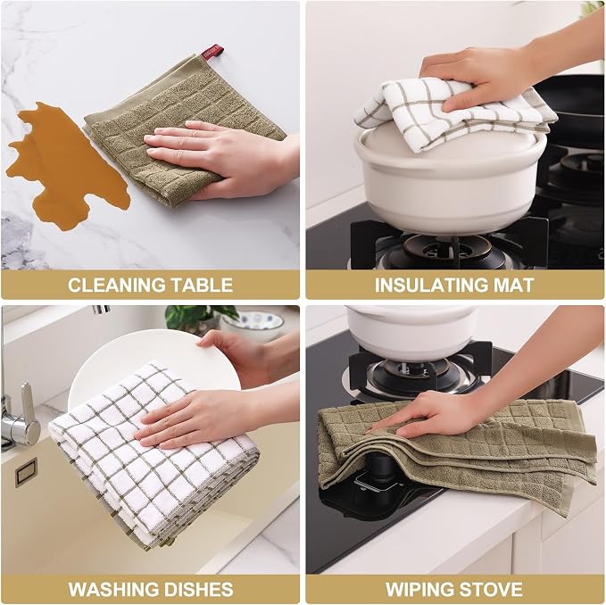 Homaxy Premium Cotton Kitchen Dish Cloths 12"x 12", 6 Pack - Image 5