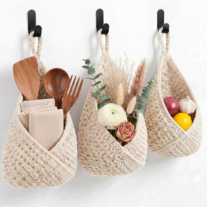 Honeydak 3 Hanging Baskets, Cotton Rope - Image 2