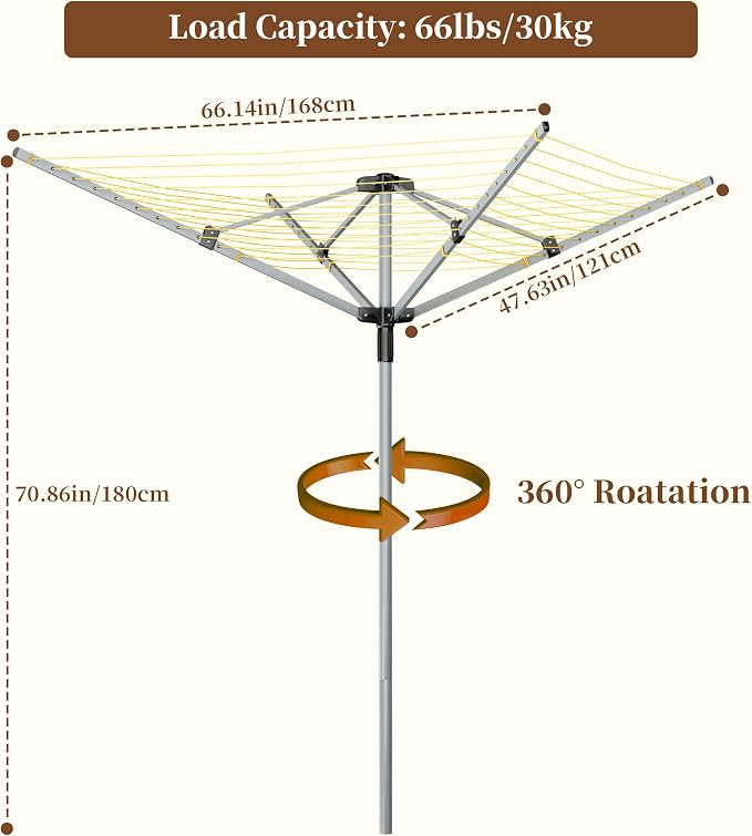 Rotary Clothesline Outdoor Umbrella Drying Rack - Image 2