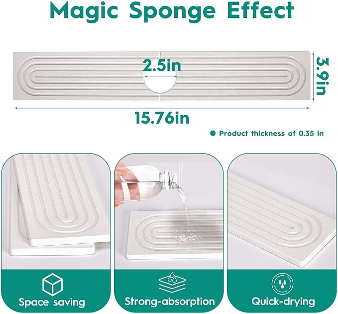 16 Inch Stone Faucet Mat for Kitchen Sink, Kitchen Water Splash Guard, - Image 3